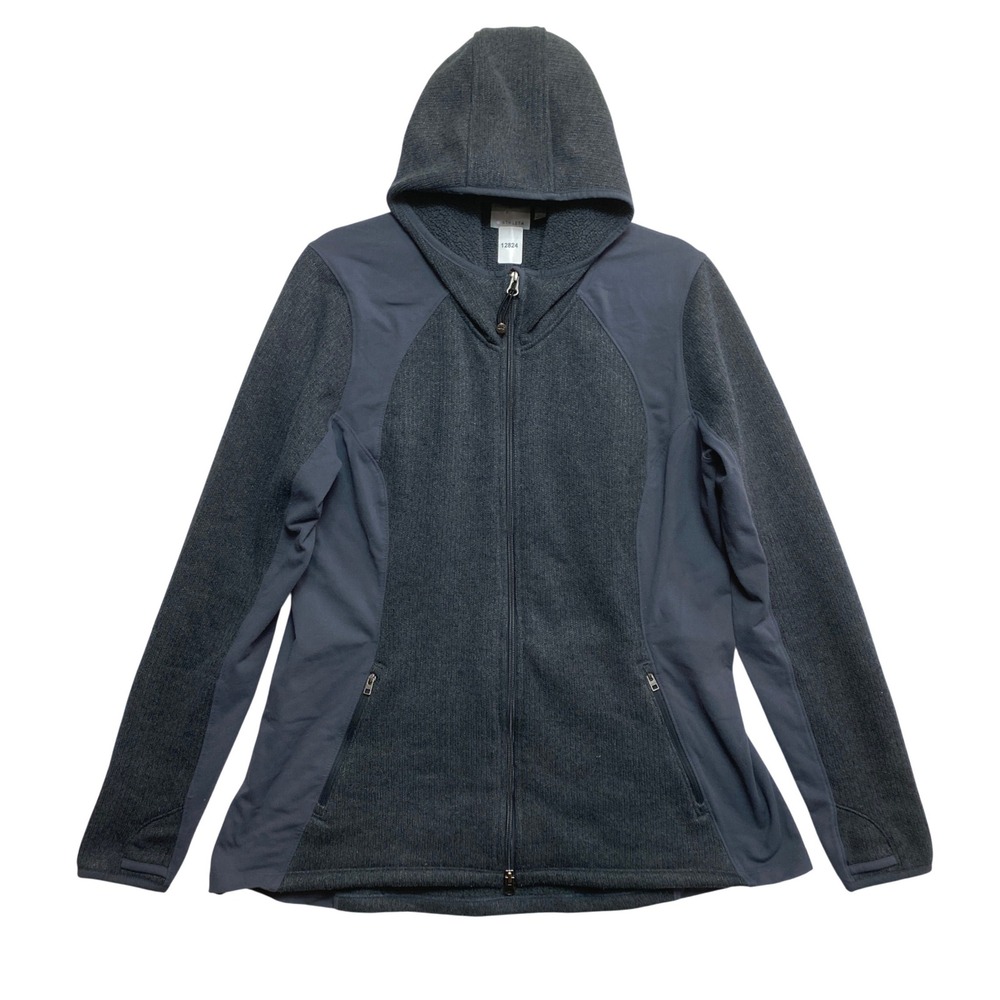 Athleta Hoodie Womens XL Gray Full Zip Performance Knit Hybrid Activewear